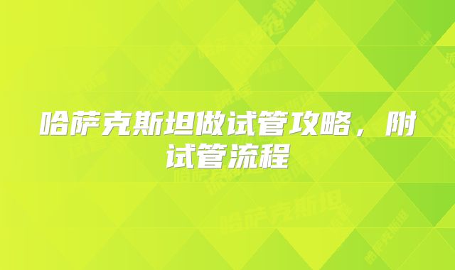 哈萨克斯坦做试管攻略,附试管流程