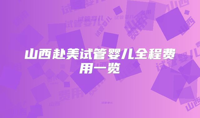 山西赴美试管婴儿全程费用一览