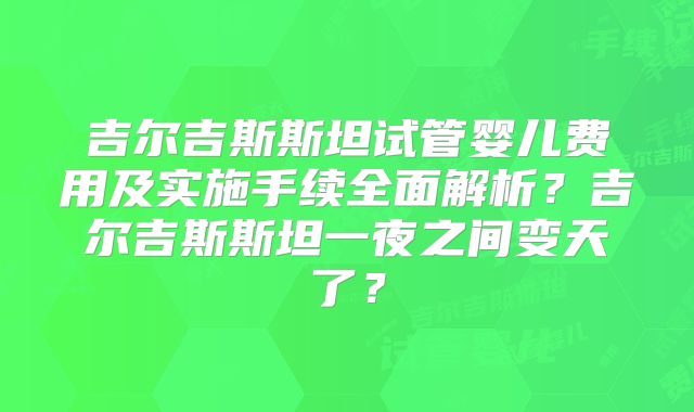 吉尔吉斯斯坦试管婴儿费用及实施手续全面解析?吉尔吉斯斯坦一夜之间变天了?