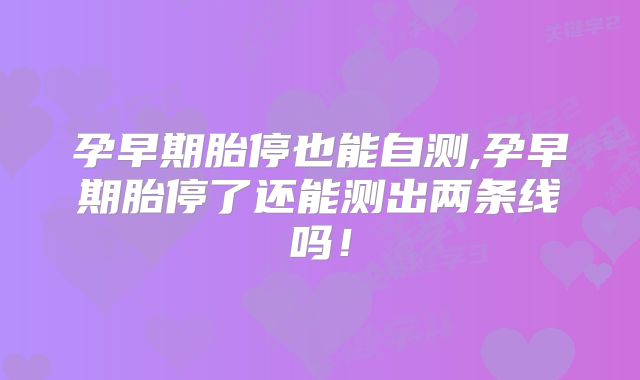 孕早期胎停也能自测,孕早期胎停了还能测出两条线吗！