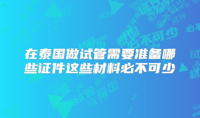 在泰国做试管需要准备哪些证件这些材料必不可少