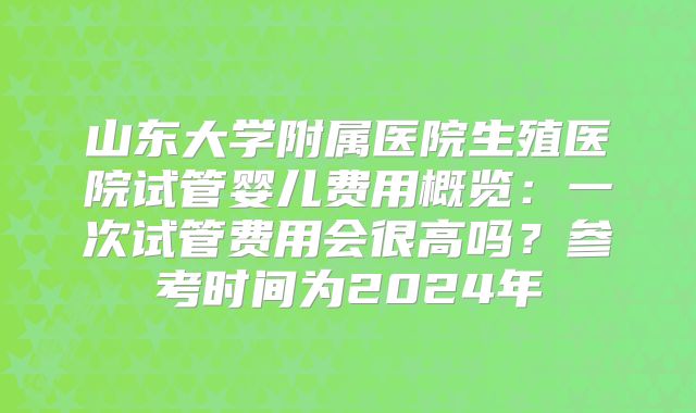 山东大学附属医院生殖医院试管婴儿费用概览：一次试管费用会很高吗？参考时间为2024年