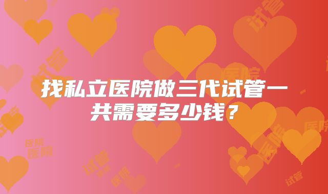 找私立医院做三代试管一共需要多少钱?