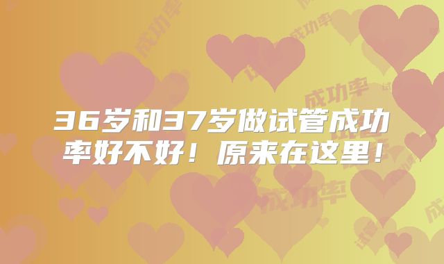 36岁和37岁做试管成功率好不好!原来在这里!