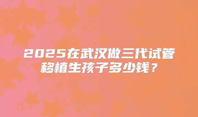 2025在武汉做三代试管移植生孩子多少钱？