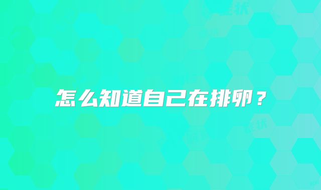 怎么知道自己在排卵?