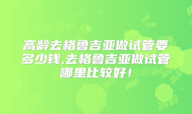 高龄去格鲁吉亚做试管要多少钱,去格鲁吉亚做试管哪里比较好！