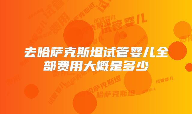 去哈萨克斯坦试管婴儿全部费用大概是多少