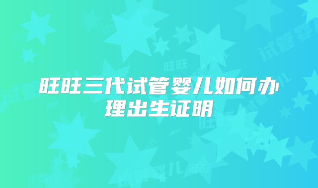 旺旺三代试管婴儿如何办理出生证明