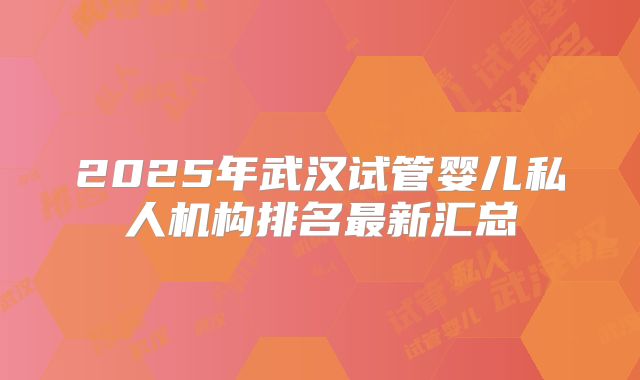 2025年武汉试管婴儿私人机构排名最新汇总