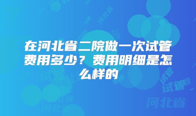 在河北省二院做一次试管费用多少?费用明细是怎么样的