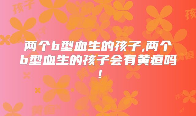 两个b型血生的孩子,两个b型血生的孩子会有黄疸吗!