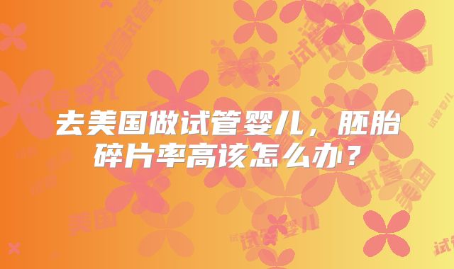 去美国做试管婴儿,胚胎碎片率高该怎么办?
