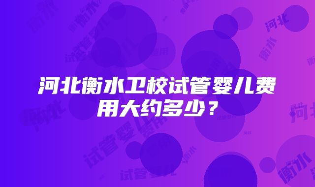 河北衡水卫校试管婴儿费用大约多少?