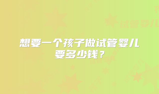 想要一个孩子做试管婴儿要多少钱?