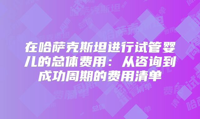 在哈萨克斯坦进行试管婴儿的总体费用：从咨询到成功周期的费用清单