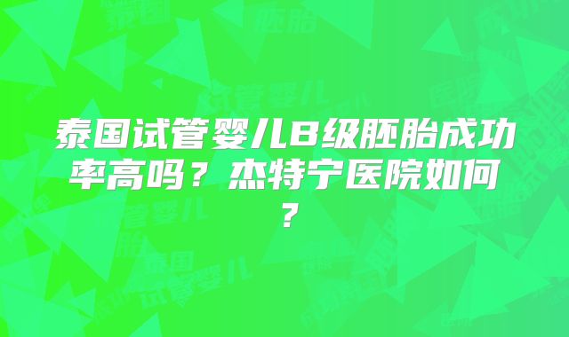 泰国试管婴儿B级胚胎成功率高吗？杰特宁医院如何？