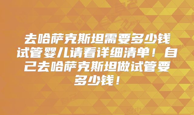 去哈萨克斯坦需要多少钱试管婴儿请看详细清单！自己去哈萨克斯坦做试管要多少钱！