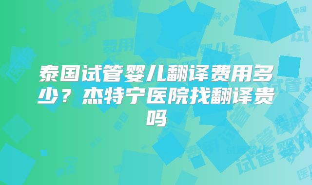 泰国试管婴儿翻译费用多少?杰特宁医院找翻译贵吗
