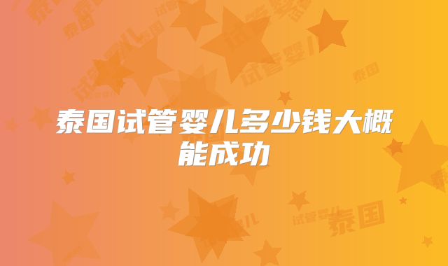 泰国试管婴儿多少钱大概能成功
