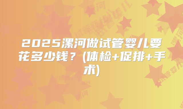 2025漯河做试管婴儿要花多少钱？(体检+促排+手术)