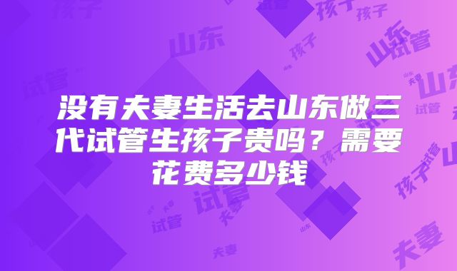 没有夫妻生活去山东做三代试管生孩子贵吗?需要花费多少钱