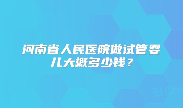 河南省人民医院做试管婴儿大概多少钱？