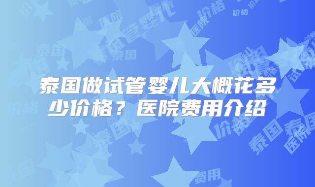 泰国做试管婴儿大概花多少价格?医院费用介绍