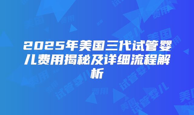 2025年美国三代试管婴儿费用揭秘及详细流程解析