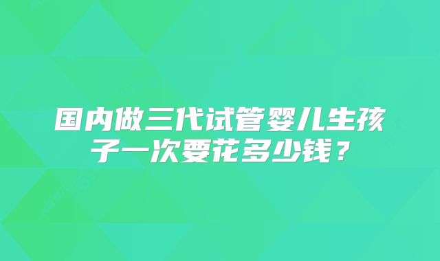 国内做三代试管婴儿生孩子一次要花多少钱？