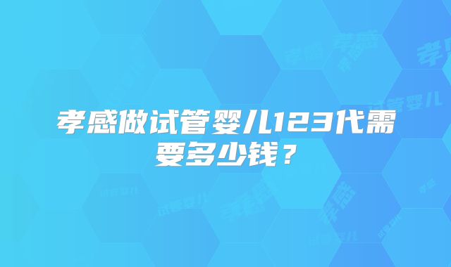 孝感做试管婴儿123代需要多少钱?