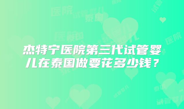 杰特宁医院第三代试管婴儿在泰国做要花多少钱?
