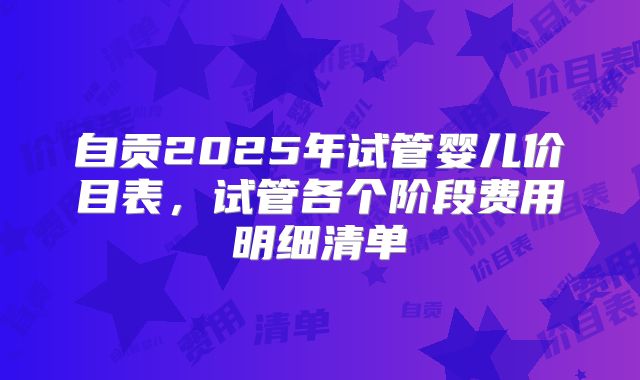 自贡2025年试管婴儿价目表，试管各个阶段费用明细清单