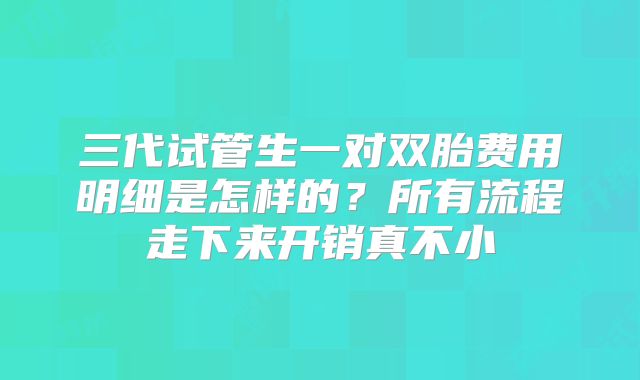 三代试管生一对双胎费用明细是怎样的?所有流程走下来开销真不小
