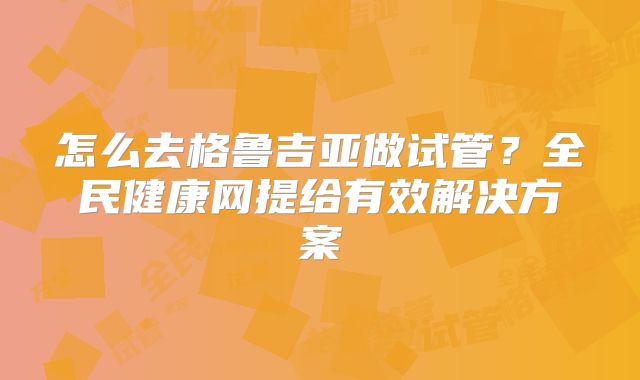 怎么去格鲁吉亚做试管？全民健康网提给有效解决方案
