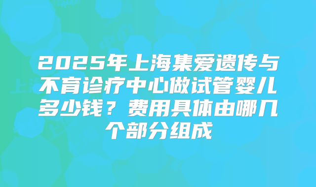 2025年上海集爱遗传与不育诊疗中心做试管婴儿多少钱?费用具体由哪几个部分组成