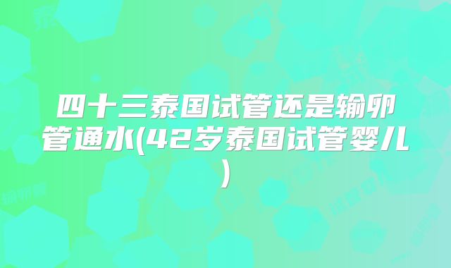 四十三泰国试管还是输卵管通水(42岁泰国试管婴儿)