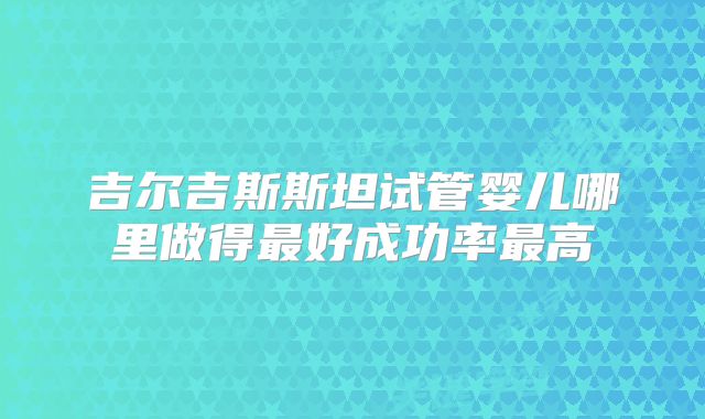吉尔吉斯斯坦试管婴儿哪里做得最好成功率最高
