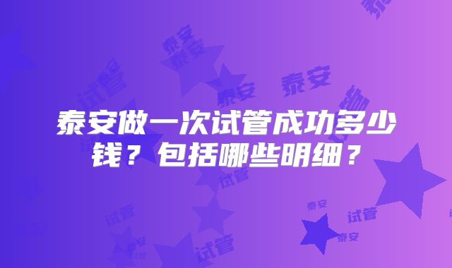 泰安做一次试管成功多少钱？包括哪些明细？