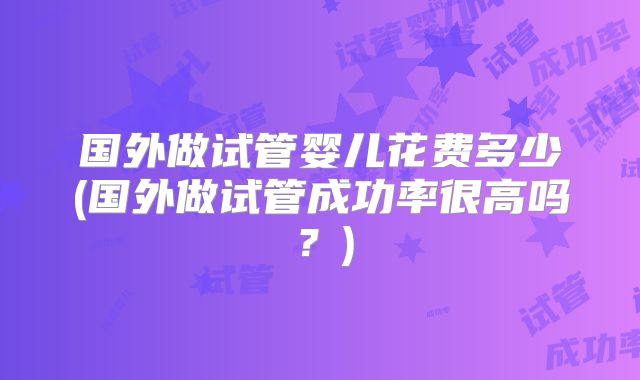 国外做试管婴儿花费多少(国外做试管成功率很高吗?)