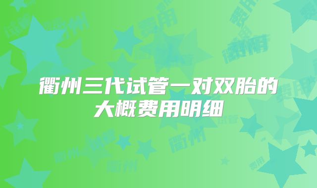 衢州三代试管一对双胎的大概费用明细