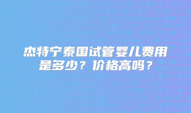 杰特宁泰国试管婴儿费用是多少？价格高吗？