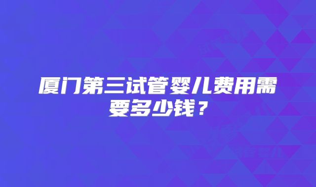 厦门第三试管婴儿费用需要多少钱?