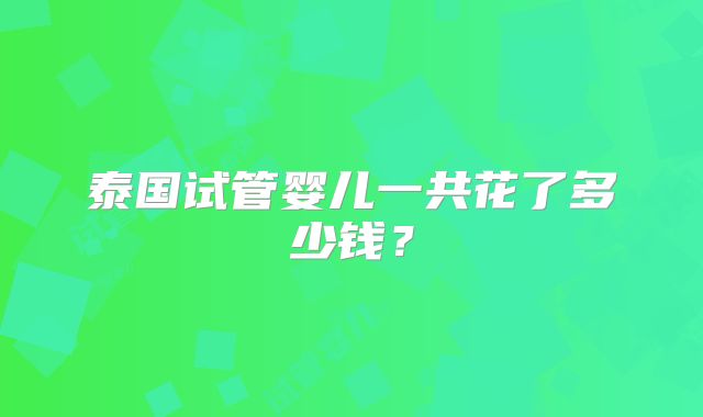 泰国试管婴儿一共花了多少钱？