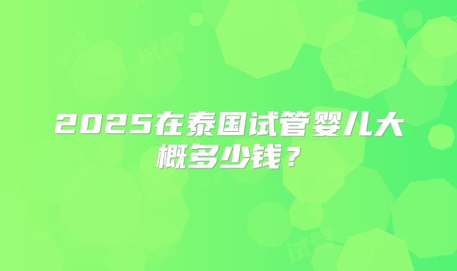 2025在泰国试管婴儿大概多少钱?