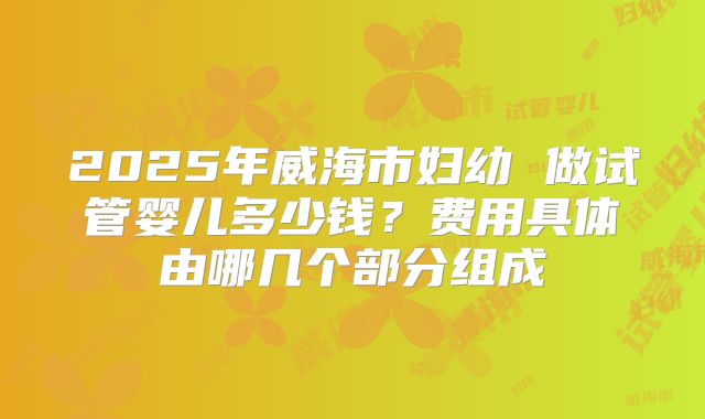 2025年威海市妇幼 做试管婴儿多少钱？费用具体由哪几个部分组成