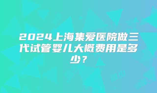 2024上海集爱医院做三代试管婴儿大概费用是多少？