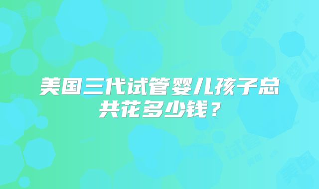 美国三代试管婴儿孩子总共花多少钱？