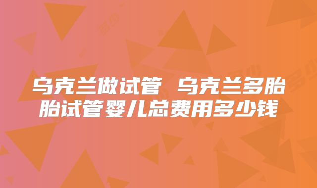 乌克兰做试管 乌克兰多胎胎试管婴儿总费用多少钱