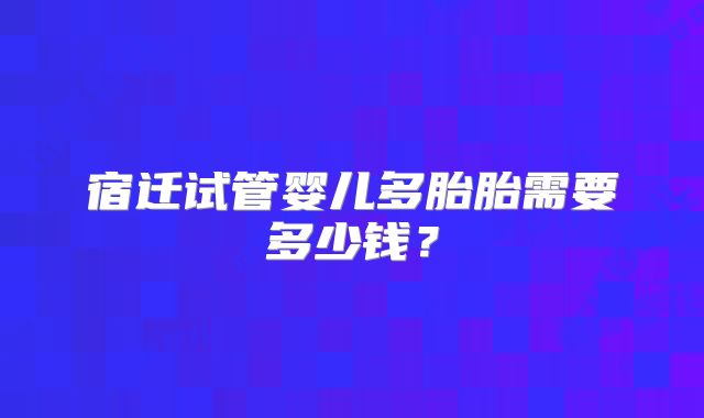 宿迁试管婴儿多胎胎需要多少钱？